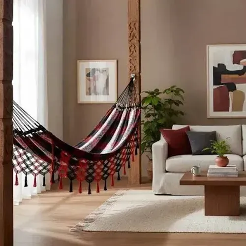 rede de descanso nas cores vermelho e preto