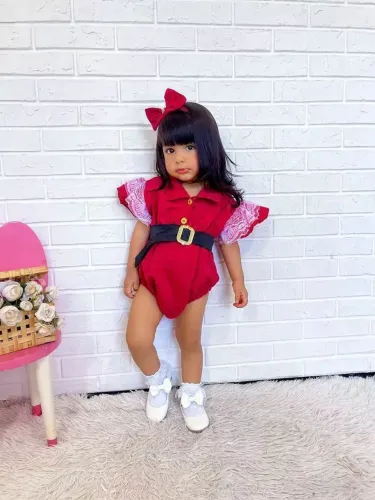 Romper bebê romper luxo Natal 