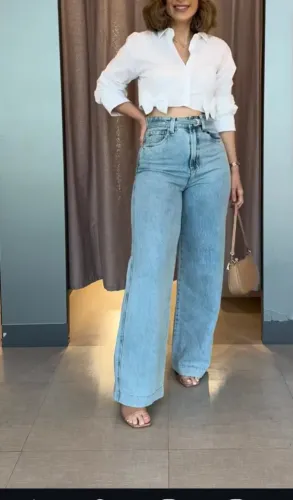 Calça wide leg jeans 