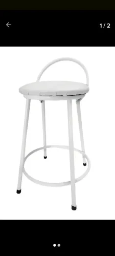 Kit duas (02), Banqueta Branca com Encosto - Conforto e Estilo