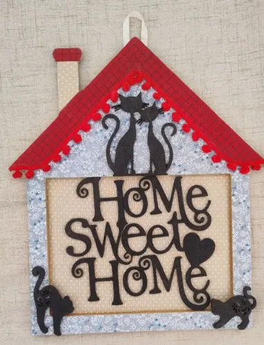 Enfeite de porta home Sweet home gatos