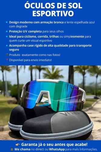 Óculos de Sol Esportivo - Proteção UV e Case Rígido