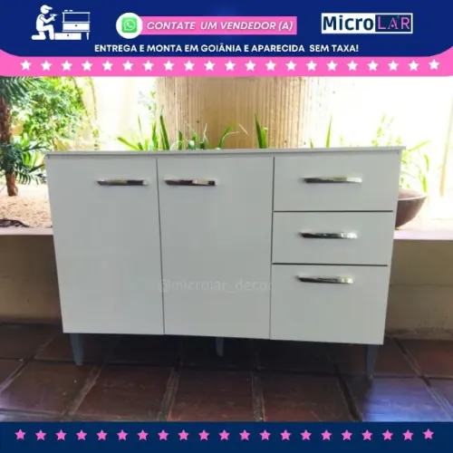 Balcão para Cozinha 2 Gavetas 1,20m - Já com Entrega