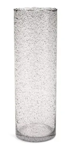 Vaso em vidro craquelado com detalhes preto G: 40x13cm (AxØ)