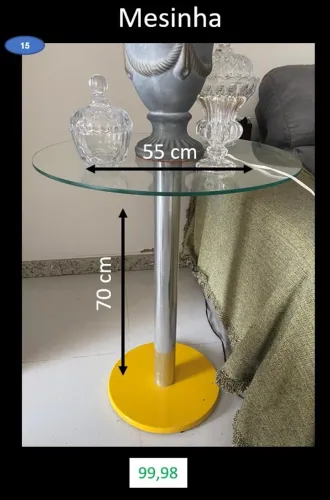 Mesinha de vidro com inox 