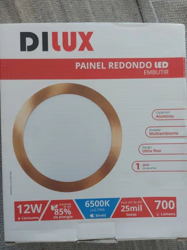 Painel Redondo LED 12W Embutir 6500K Bivolt - Dilux
