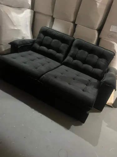 Sofá Retrátil e Reclinável 2.50 na cor Preto, Espuma D-28, preço a vista !!