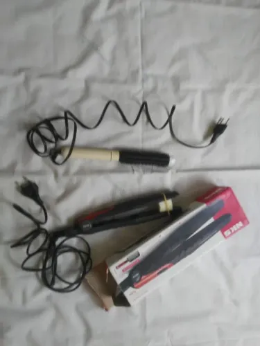 Escova modeladora e Prancha para cabelos.