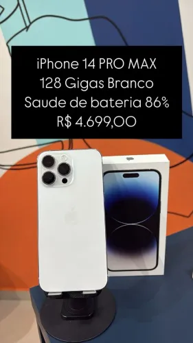 iPhone 14 Pro Max/ 128gb/ Branco/ saúde de bateria: 86%/ todo original/ loja fisica