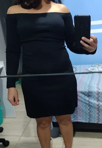 Vestido preto sommer manga longa