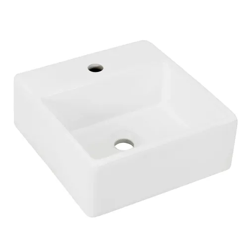 Cuba para Banheiro de Apoio Louça Quadrada Branca 35x35cm com Mesa Versalhes Sensea