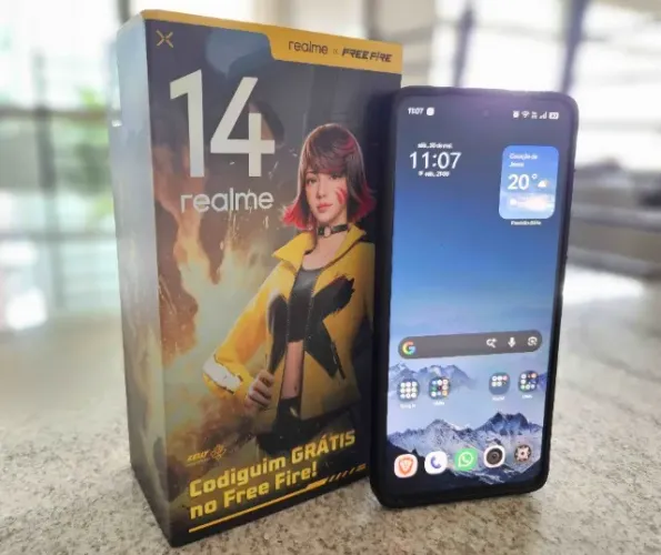 Realme 14 5G 8GB RAM, 256GB memória interna, à prova dágua, perfeito estadoe funcionamento