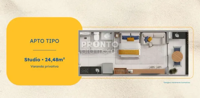 Flat com 1 quarto em Carneiros