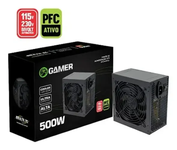 Fonte De Alimentação 500w Para Pc Desktop Bpc/500pfca 500w 24 Pinos Cor Preto Brazil Pc Ga
