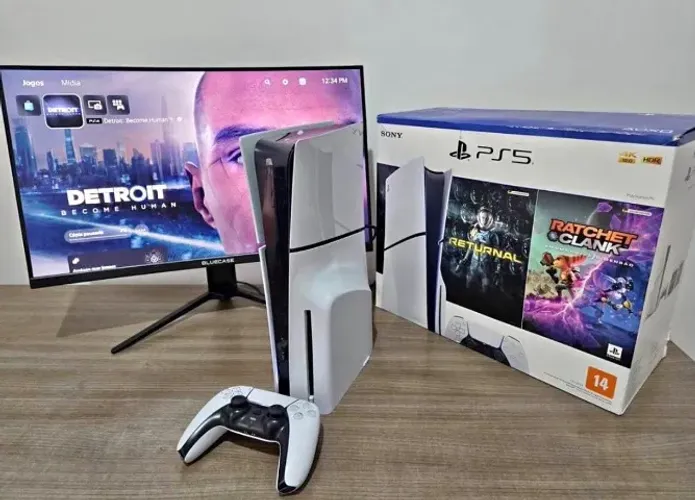 Ps5 slim mídia física + monitor