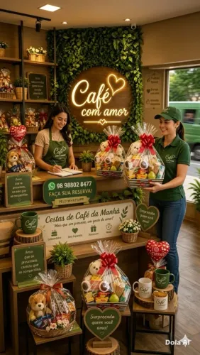 Cesta de café da manhã, floricultura e combos romântico para o Dia dos Namorados