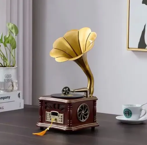 fonografo vintage toca disco retro classico bluetooth usb mdeira nobre estilo europeu luxo