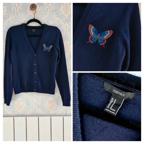 Cardigã azul de lã forever21