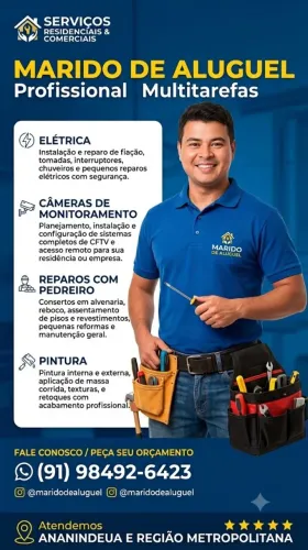 Marido de aluguel para reparos e instalação elétrica e infraestrutura.