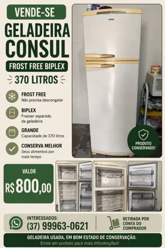 GELADEIRA CONSUL BIPLEX 370 LITROS