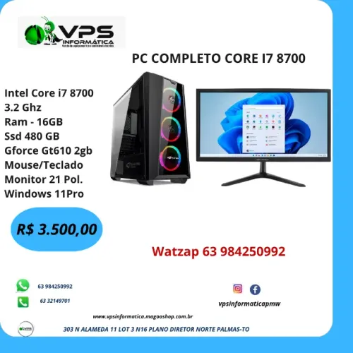 PC GAMER COMPLETO CORE I7 16GB SSD 480