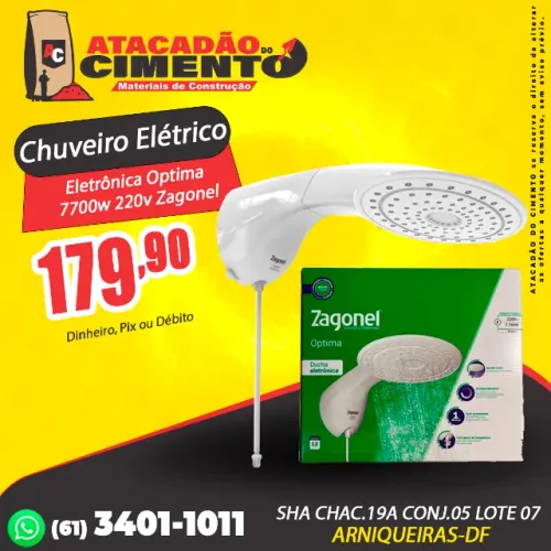 Chuveiro Elétrico Eletrônica Optima 7700w 220v Zagonel