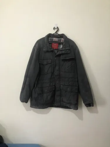 Jaqueta Parka Vintage Angelo Lítrico Tamanho GG - Azul Marinho Forro Xadrez