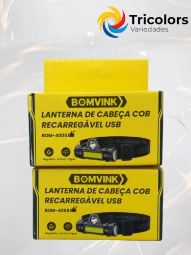 Lanterna de cabeça COB recarregável USB BOM-4005 da Bomvink