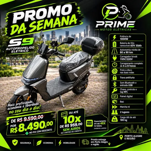 Scooter Elétrica 1000W S9 TOP de linha Nova, zero KM