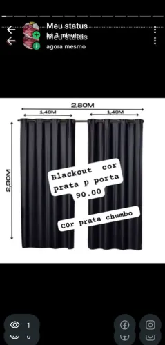 Cortina blackout p porta cor prata chumbo 