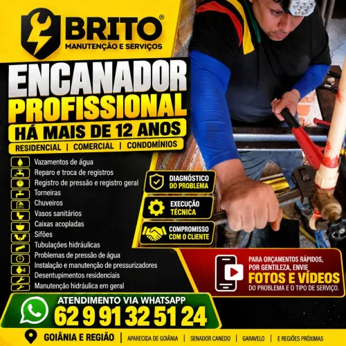 Encanador Profissional 24h / Goiânia / Aparecida de Goiânia / Abadia e Senador Canedo. 