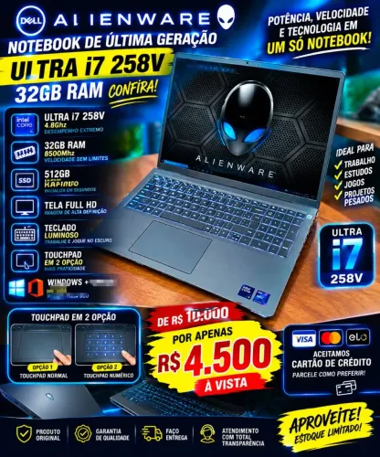 Notebook Top Ultra 7 258V 4.8Ghz 32GB DDR5 Leia entrego