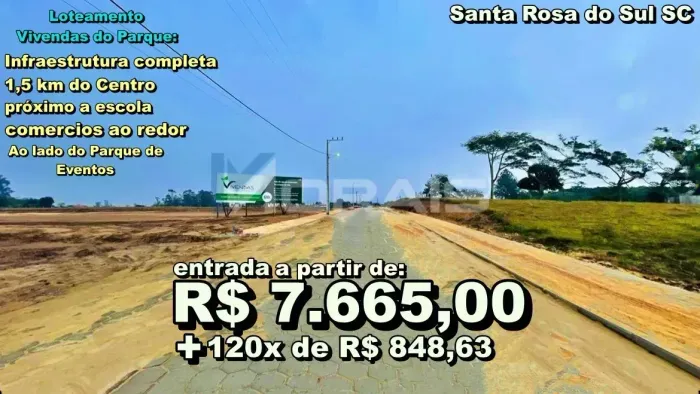Loteamento com pequena entrada, em Santa Rosa do Sul - SC