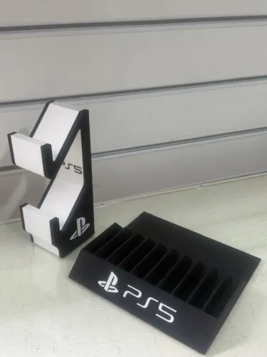 Kit Suporte para controle duplo e porta jogos PS5