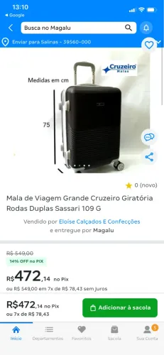 Mala para viagem Cruzeiro