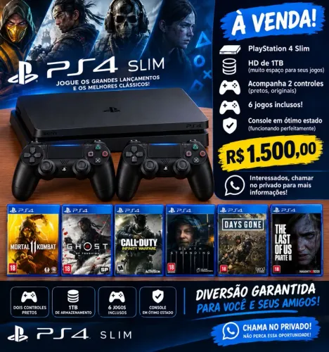 Ps4 slim 1tb com diversos jogos