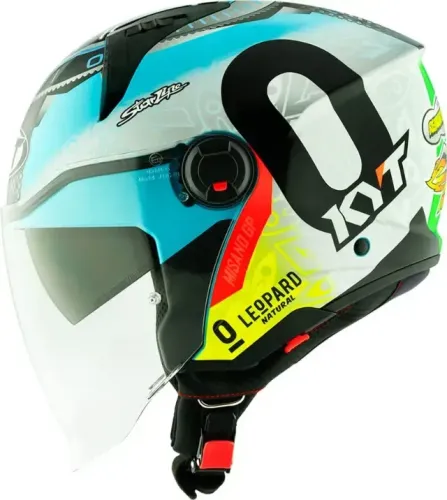 Capacete Aberto Kyt D City Foggia Misano 22 Azul-celeste