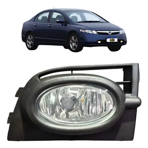 Farol Milha Direito Honda Civic 2006 2007 2008 Com Moldura Transparente