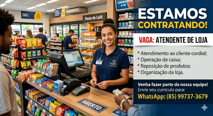 Vaga de atendente de loja de conveniência 