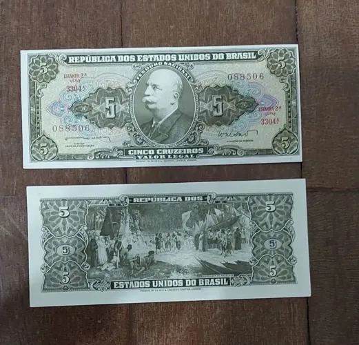 Cédulas dinheiro raras 5 cruzeiros