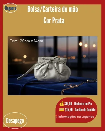 Desapego: Bolsa/Carteira de mão - Cor Prata (ÚLTIMA)