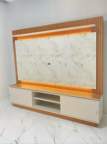 Painel de TV com Rack Integrado, Ripado e Iluminação em LED (Abaixo do Valor!) 