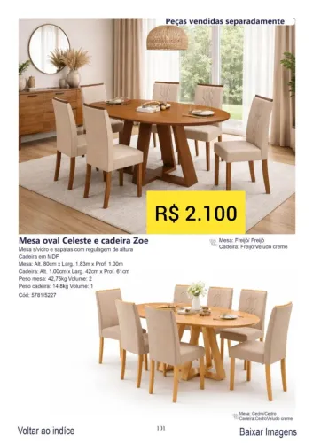 Mesa de jantar com 6 cadeiras