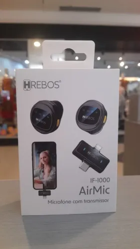 Microfone de Lapela Sem Fio Duplo Magnético Hrebos AirMic IF-1000 - Type-C e iPhone
