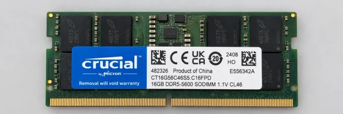 Memória RAM Crucial 16 GB DDR5 sodimm para notebook, modelo CT16G56C46S5 5600 MHz