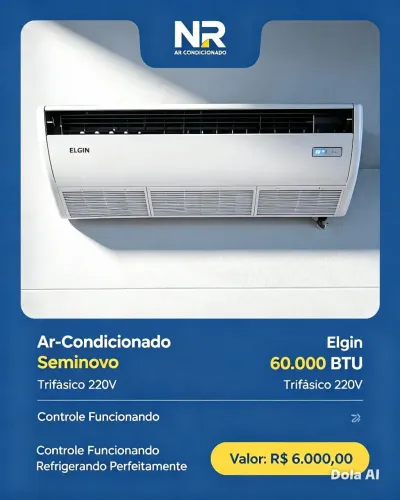 Ar-condicionado piso teto Elgin 60.000 BTUs, trifásico 220v.