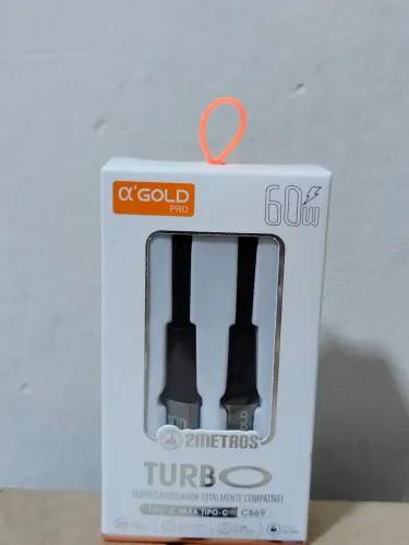 Cabo Tipo C Turbo 60W USB-C Para Tipo C 2 Metros original A'GOLD