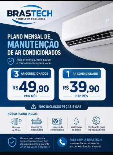 Plano manutenção de ar condicionado mensal 