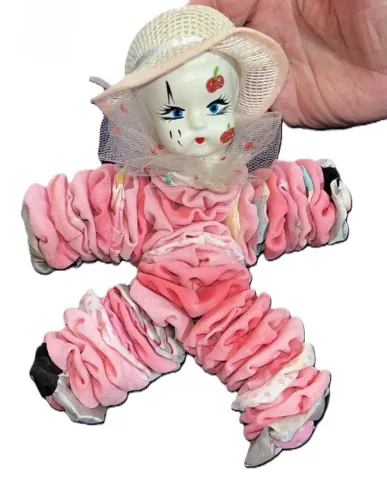 Boneca Antiga Pierrot Feita Em Fuxico Super Delicada