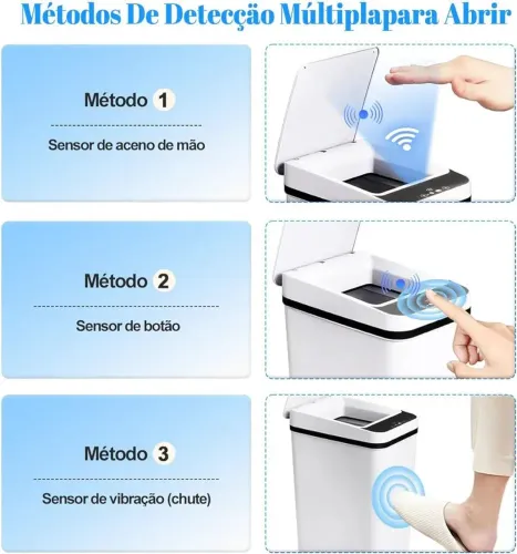 Lixeiras Automáticas com Sensor - Opções de 12L com 3 Modos